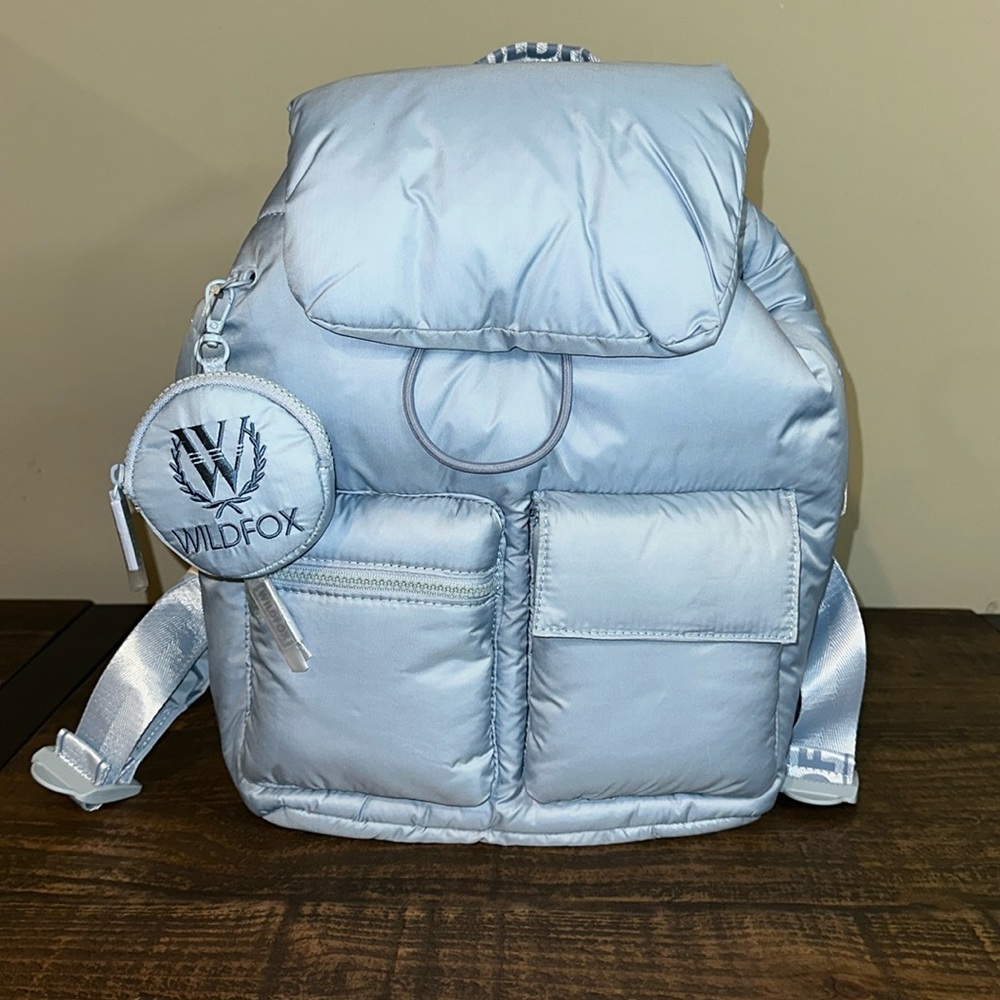 WILDFOX Parachute Nylon Backpack w/Change Purse Light Blue
